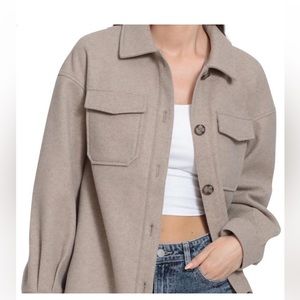 Anthropologie Avec Les Filles Oat Melange Oversized Faux Wool Shacket